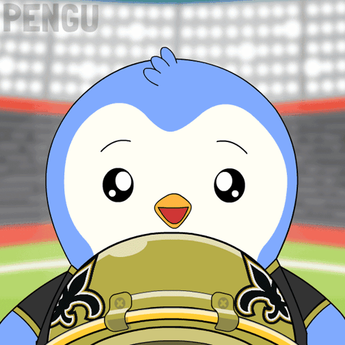 Blue And White Penguin With Word Pengu GIF