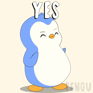 Blue and White Penguin With Yes
