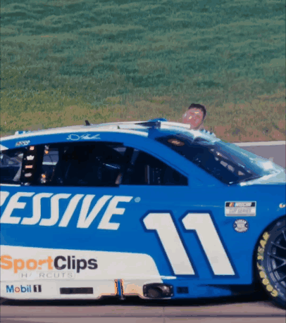 Blue And White Race Car Number 11 GIF