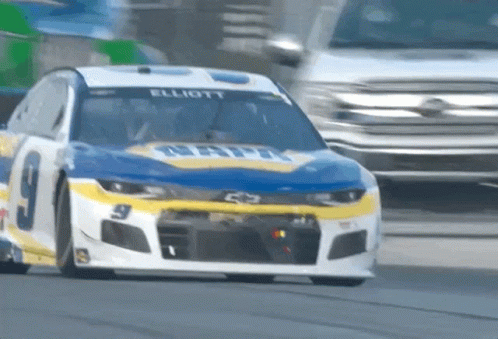Blue and White Race Car Number 9