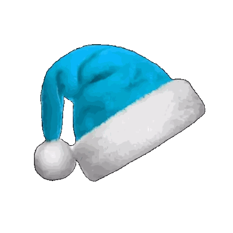 Blue and White Santa Hat with White Ball
