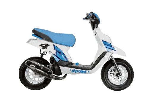 Blue and White Scooter with Polini