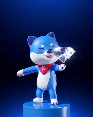 Blue and White Shiba Inu Holding Diamond