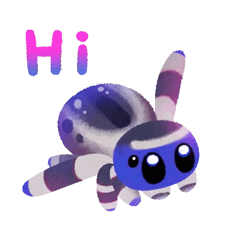 Blue and White Spider Saying Hi