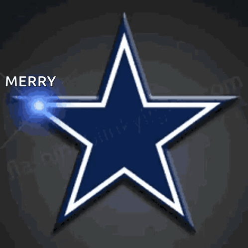 Blue and White Star Saying Merry