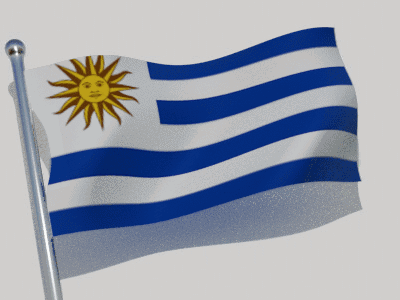 Blue And White Striped Flag With Yellow Sun GIF