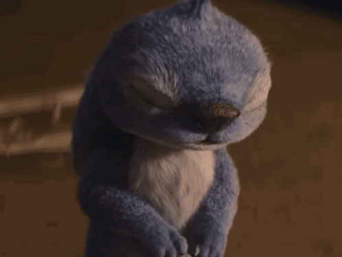 Blue and White Stuffed Animal Serious
