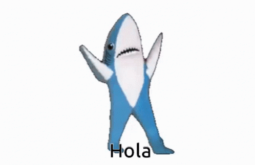 Blue and White Stuffed Shark Dancing Hola