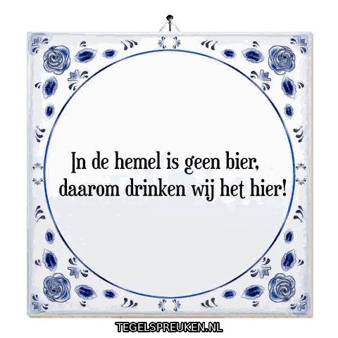 Blue And White Tile About Bier En Wijn