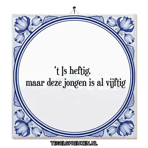 Blue and White Tile with Text