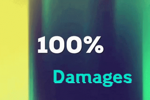 Blue and Yellow Background Saying 100% Damages