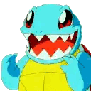 Blue and Yellow Cartoon Turtle With Sharp Teeth and Red Eyes