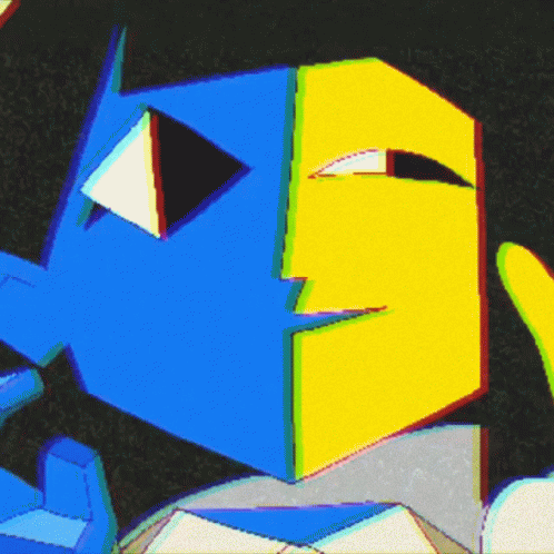 Blue and Yellow Cube With Triangle