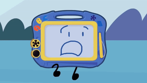 Blue And Yellow Drawing Board With Face GIF