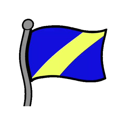 Blue and Yellow Flag Waving