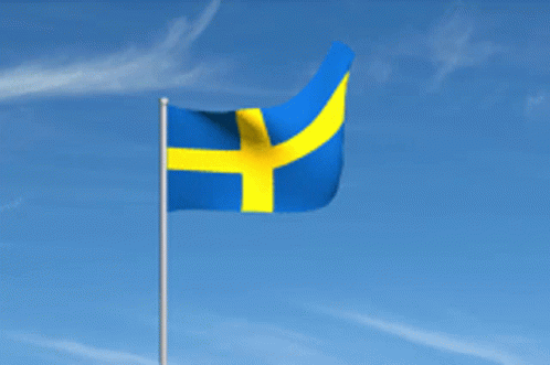 Blue and Yellow Flag Waving Against Blue Sky