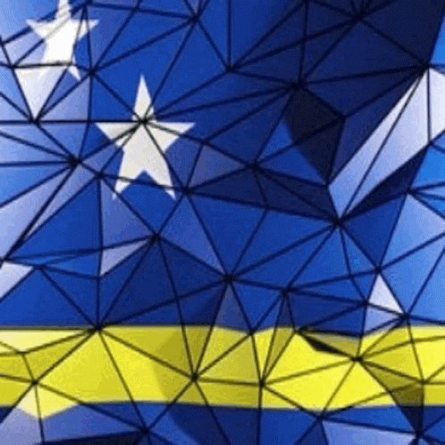 Blue And Yellow Flag With White Star GIF