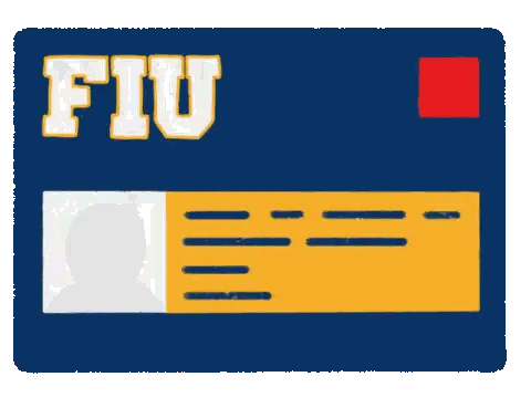 Blue and Yellow ID Card with Red Square