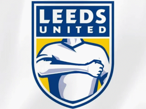 Blue And Yellow Leeds United Logo With Man Arms Crossed GIF