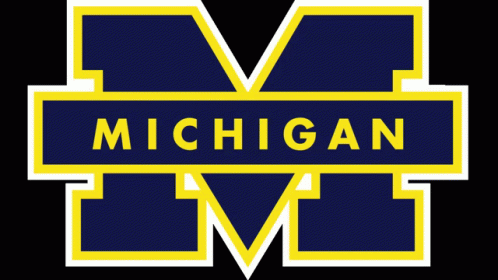 Blue and Yellow Michigan Logo With White Border