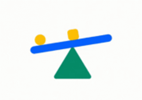 Blue and Yellow Seesaw With Green Triangle