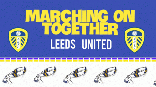 Blue And Yellow Sign Saying Marching On Together GIF