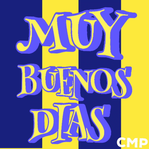 Blue and Yellow Sign Saying Muy Buenos Dias