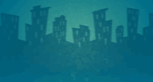 Blue and Yellow Silhouette of Buildings