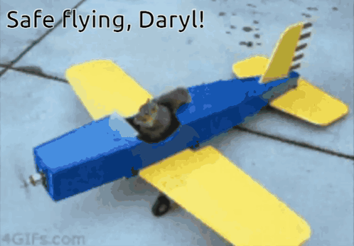 Blue and Yellow Toy Airplane Safe Flying Daryl