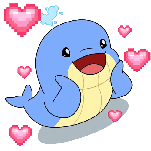 Blue And Yellow Whale With Pink Hearts