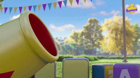 Blue Animated Character Drops Bath Time GIF