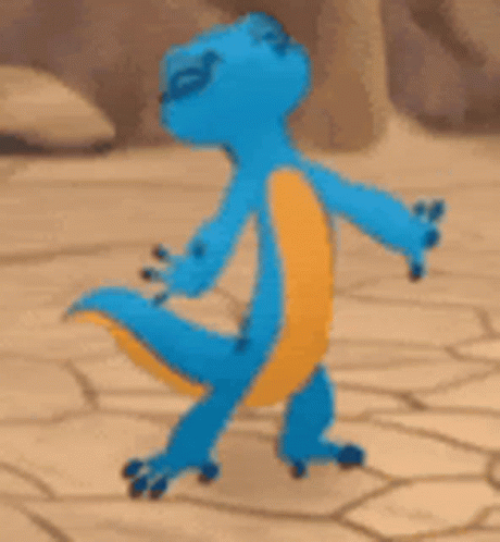 Blue Animated Lizard Dancing With Eyes Closed GIF