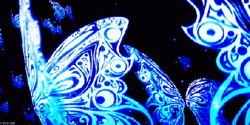 Blue Anime Butterflies With Cool Design GIF