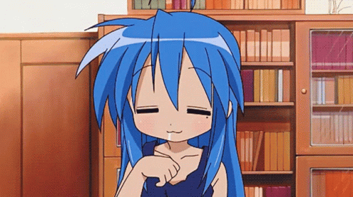Blue Haired Anime Character Konata Izumi Yawning GIF