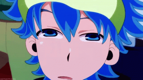 Blue Haired Anime Character Muteki Weird Face GIF