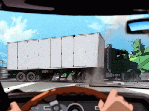 Blue Anime Car Escape Collision GIF