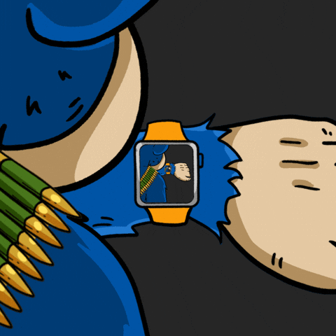 Blue Ape Wearing Apple Watch On Loop GIF