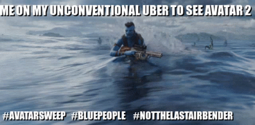 Blue Avatar Holding Gun Poster