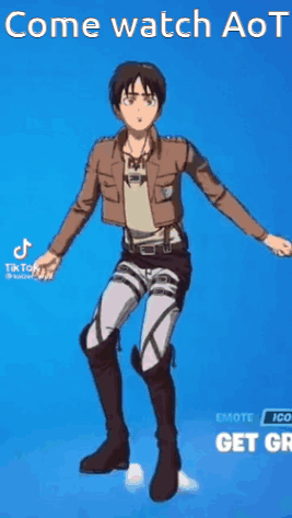 Blue Background Cartoon Character Saying Come Watch AOT