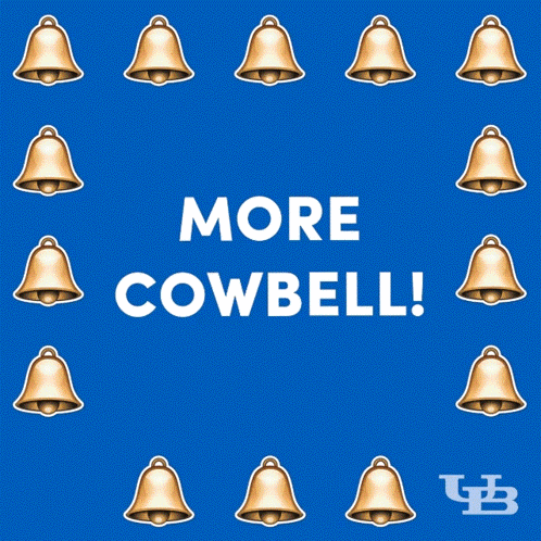 Blue Background Cow and Bells More Cowbell