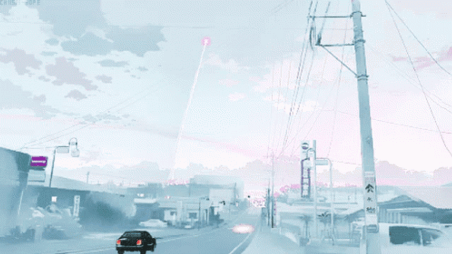 Blue Background During Anime Snow GIF