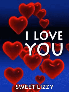 Blue Background Red Hearts I Love You GIF