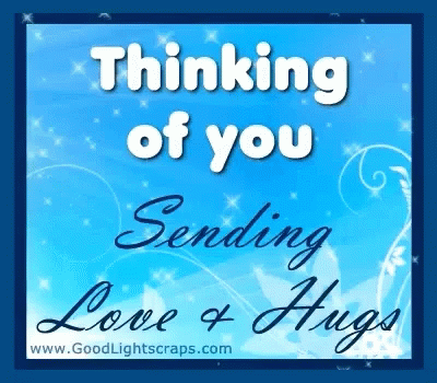 Blue Background Thinking of You Sending Love and Hugs