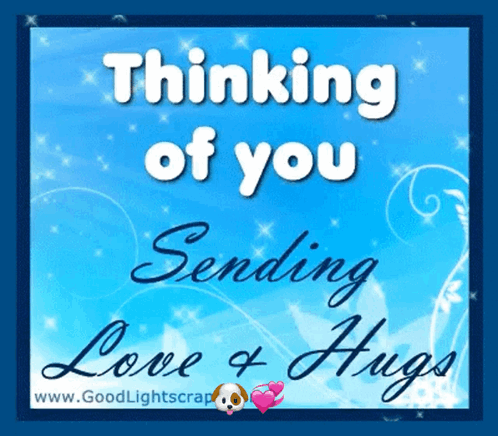 Blue Background Thinking of You Sending Love & Hugs