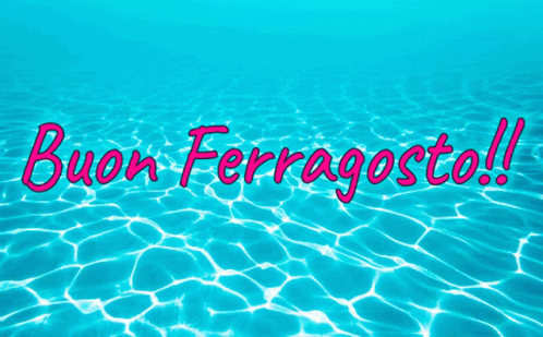 Blue Background With Buon Ferragosto In Pink GIF