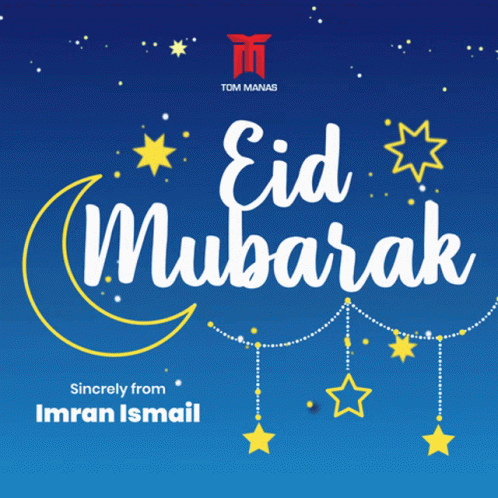 Blue Background With Eid Mubarak From Imran Ismail