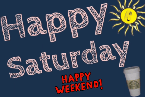 Blue Background With Happy Saturday And Happy Weekend GIF