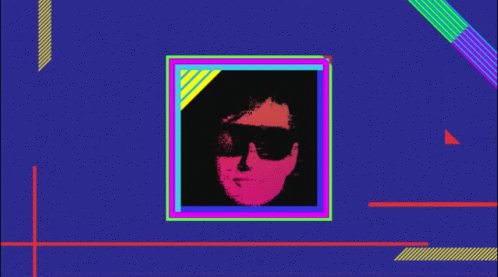 Blue Background With Purple Square And Yellow Triangle GIF