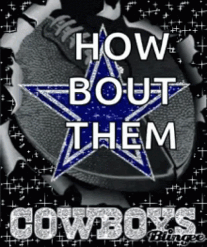 Blue Background With Star And Word Cowboys GIF