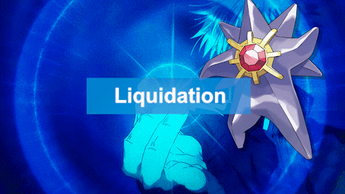 Blue Background With Star And Word Liquidation GIF